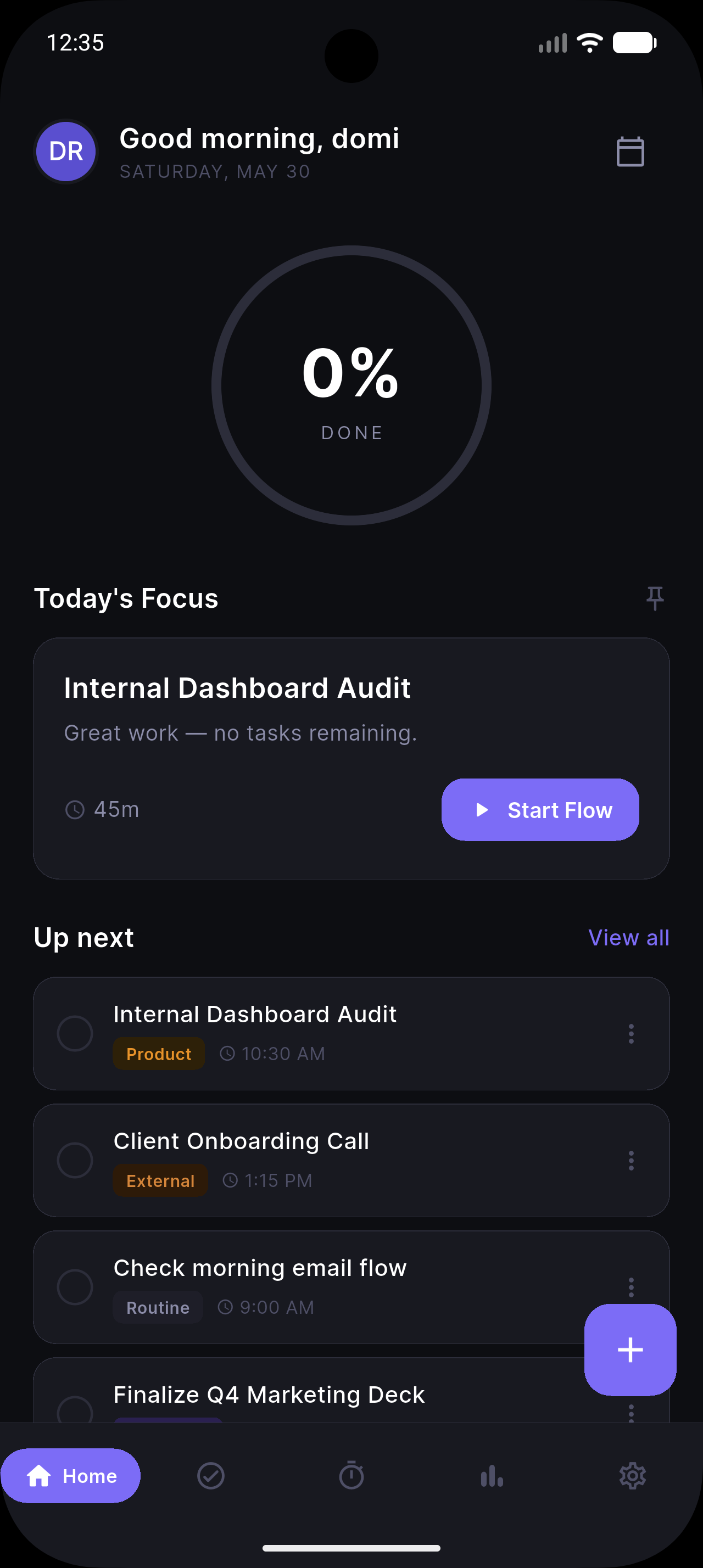 Tidoo home screen